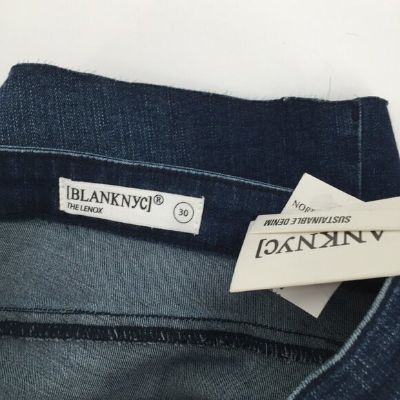 BlankNYC Lenox high-rise denim jean shorts raw edge button fly blue new 30 - Picture 5 of 5